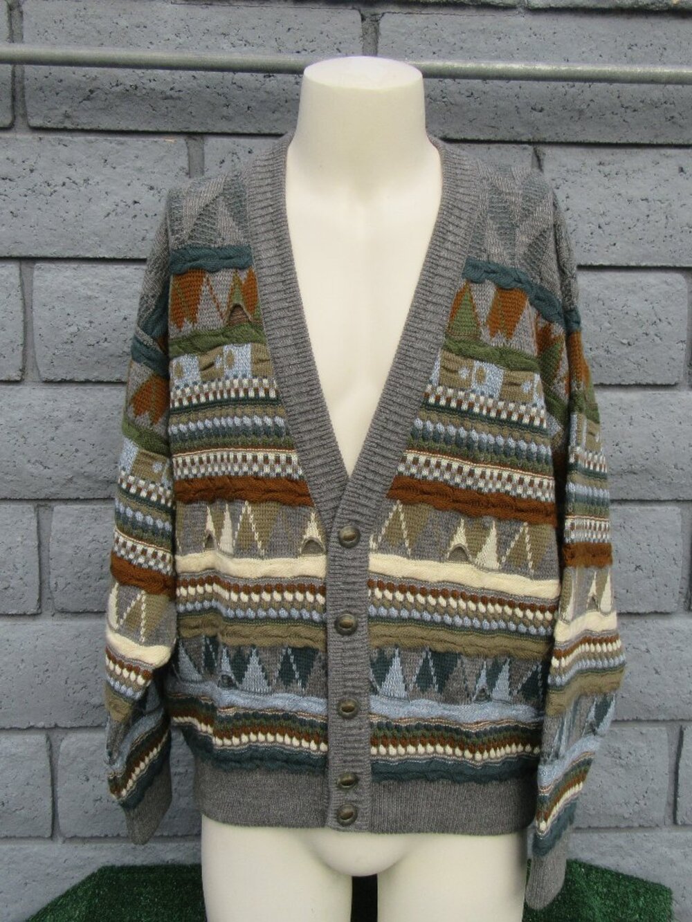 Vintage Geccu Pure Merino Wool 3D Cardigan Sweater Men's Size XL Australia
